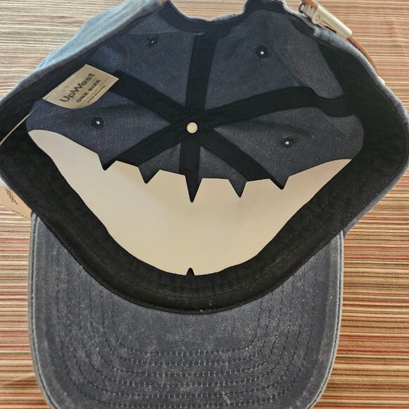 UpWest Washed Denim Hat One Size Adjustable Leather Strap New - Picture 4 of 7